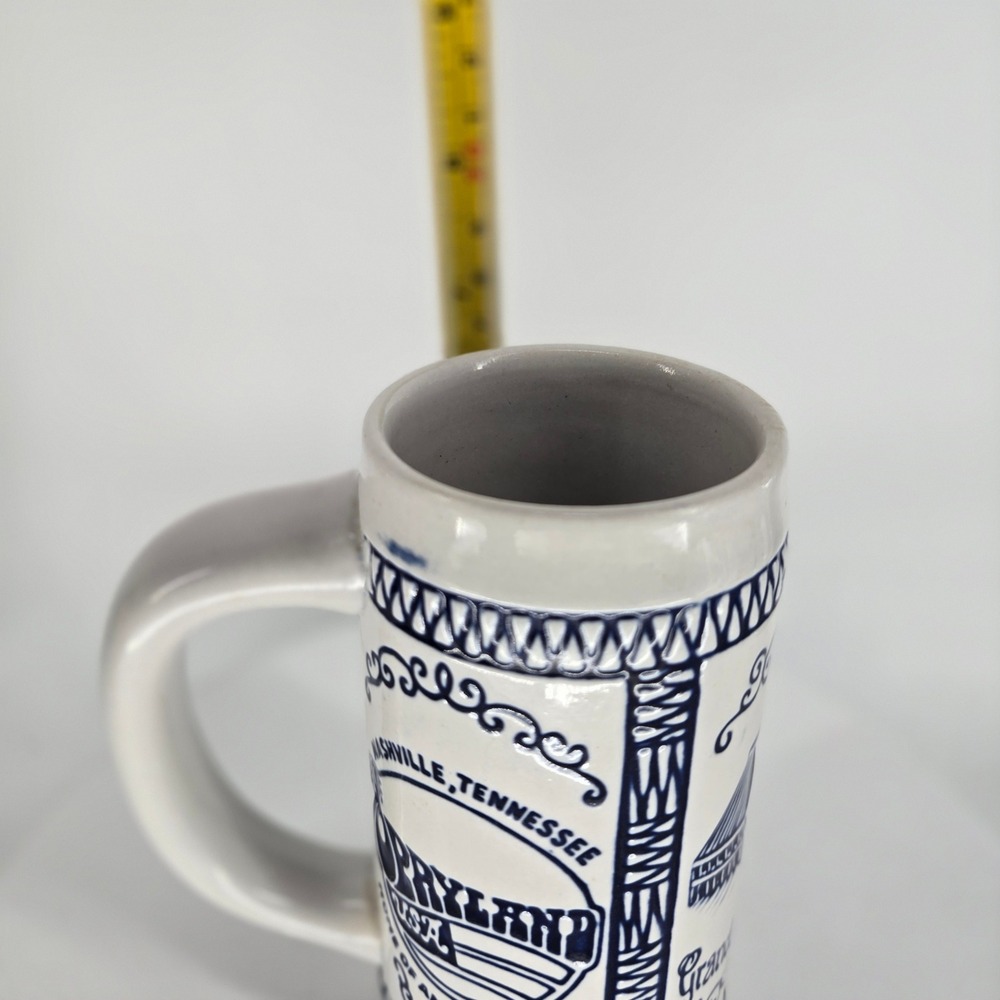 Vintage Opryland USA Grand Ole Opry House Beer Stein Ceramarte Brazil Blue White - Picture 7 of 8